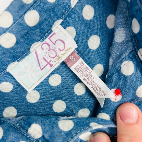 Matilda Jane Polka Dot Blue Chambray Shirt Girls Size 8 - Picture 3 of 6